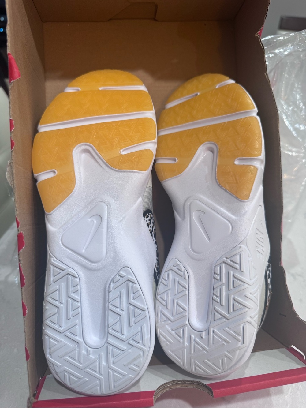 Nike Women's Cream Sneakers with Leopard Swoosh and Black Trim - Picture 4 of 4